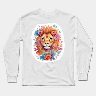 Lion Face Flower Art Long Sleeve T-Shirt